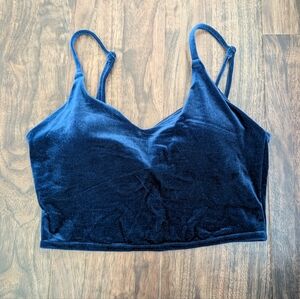 Athleta S Velvet Bralette Crop Top - Deep Navy Blue Adjustable Straps